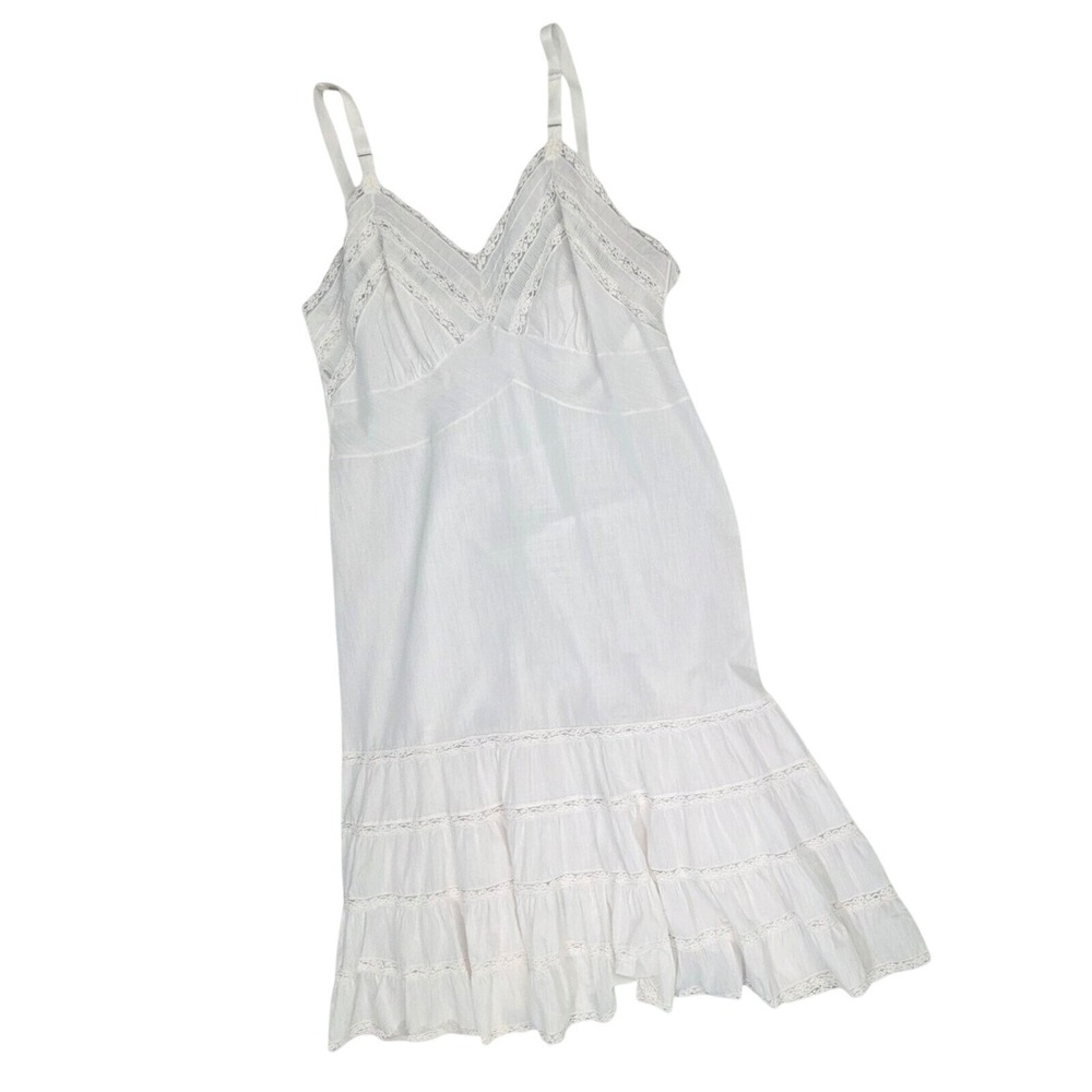 Vintage Aristocraft by Superior White Cotton Lace Trim Slip Dress Size Small USA